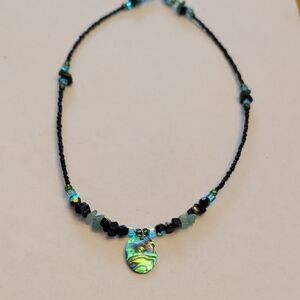 Vintage Black and Blue Beaded Necklace